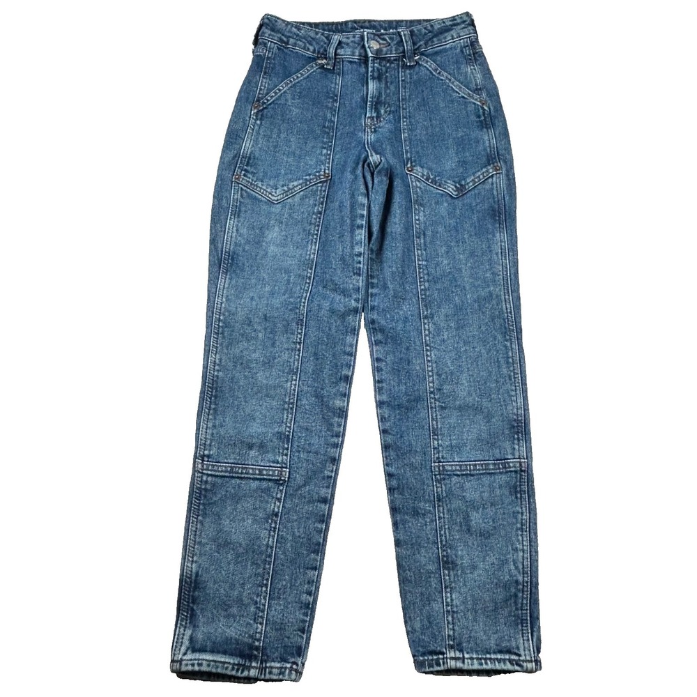 Old Navy Jeans Womens 0 High Rise Double Knee Articulated Straight Utility Denim